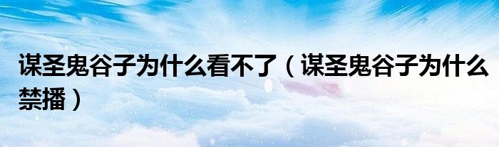 谋圣鬼谷子为什么看不了（谋圣鬼谷子为什么禁播）