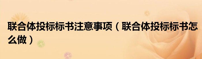 联合体投标标书注意事项（联合体投标标书怎么做）