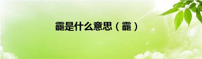 龗是什么意思（龗）