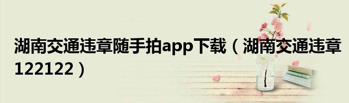 湖南交通违章随手拍app下载（湖南交通违章122122）