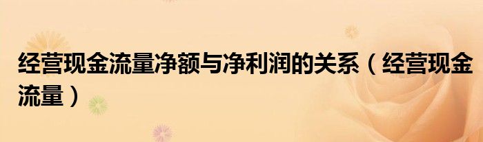 经营现金流量净额与净利润的关系（经营现金流量）