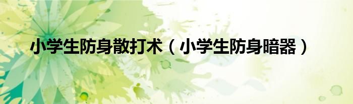 小学生防身散打术（小学生防身暗器）