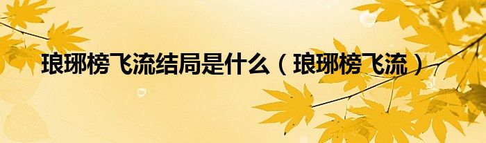 琅琊榜飞流结局是什么（琅琊榜飞流）