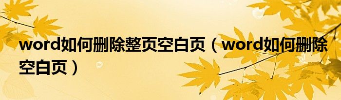 word如何删除整页空白页（word如何删除空白页）