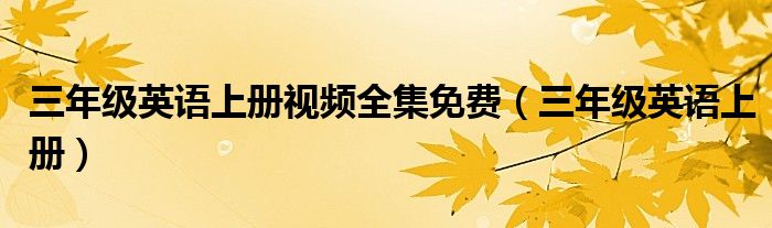 三年级英语上册视频全集免费（三年级英语上册）