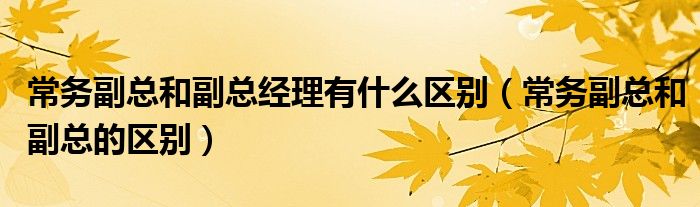常务副总和副总经理有什么区别（常务副总和副总的区别）