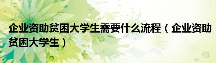 企业资助贫困大学生需要什么流程（企业资助贫困大学生）