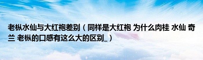 老枞水仙与大红袍差别（同样是大红袍 为什么肉桂 水仙 奇兰 老枞的口感有这么大的区别_）