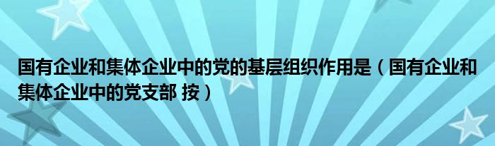 国有企业和集体企业中的党的基层组织作用是（国有企业和集体企业中的党支部 按）