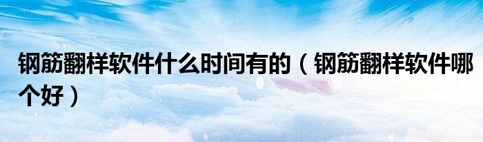 钢筋翻样软件什么时间有的（钢筋翻样软件哪个好）