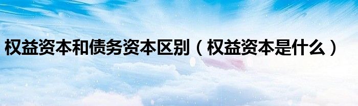 权益资本和债务资本区别（权益资本是什么）