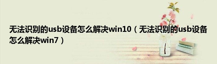 无法识别的usb设备怎么解决win10（无法识别的usb设备怎么解决win7）