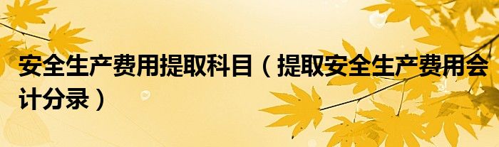 安全生产费用提取科目（提取安全生产费用会计分录）