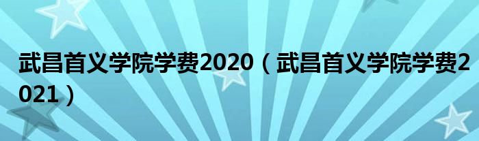 武昌首义学院学费2020（武昌首义学院学费2021）