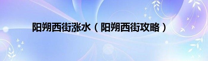 阳朔西街涨水（阳朔西街攻略）