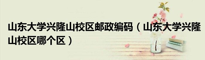 山东大学兴隆山校区邮政编码（山东大学兴隆山校区哪个区）