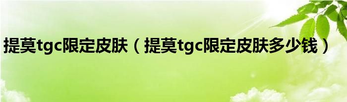 提莫tgc限定皮肤（提莫tgc限定皮肤多少钱）