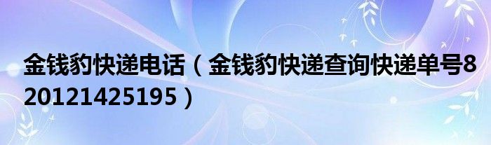 金钱豹快递电话（金钱豹快递查询快递单号820121425195）
