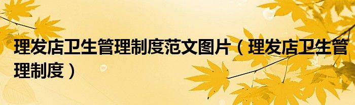 理发店卫生管理制度范文图片（理发店卫生管理制度）