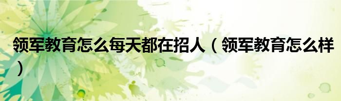 领军教育怎么每天都在招人（领军教育怎么样）