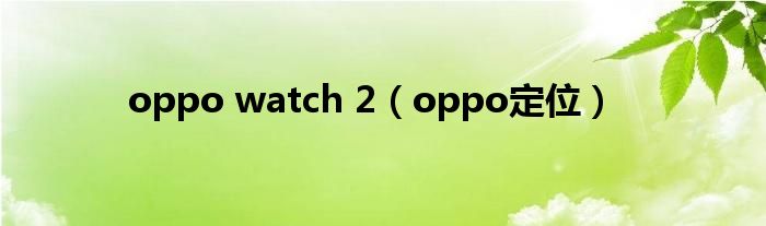 oppo watch 2（oppo定位）