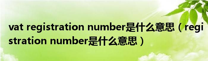 vat registration number是什么意思（registration number是什么意思）