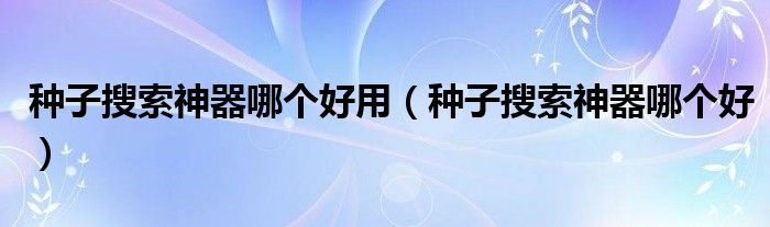 种子搜索神器哪个好用（种子搜索神器哪个好）