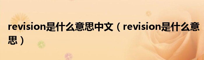 revision是什么意思中文（revision是什么意思）