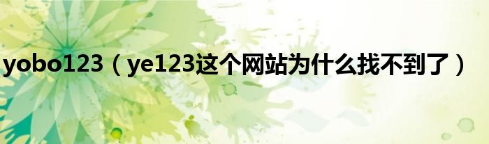 yobo123（ye123这个网站为什么找不到了）