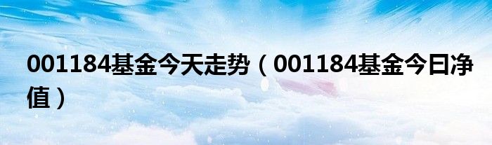 001184基金今天走势（001184基金今曰净值）