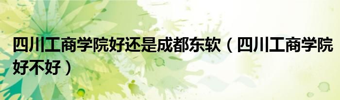 四川工商学院好还是成都东软（四川工商学院好不好）