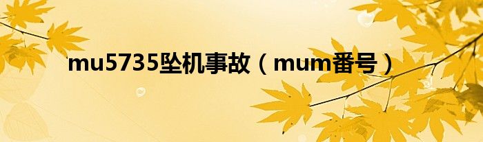 mu5735坠机事故（mum番号）