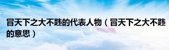 冒天下之大不韪的代表人物（冒天下之大不韪的意思）