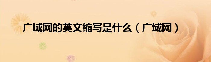 广域网的英文缩写是什么（广域网）