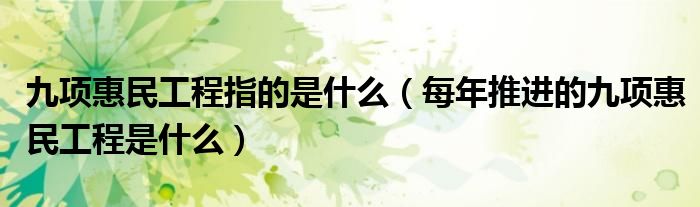 九项惠民工程指的是什么（每年推进的九项惠民工程是什么）