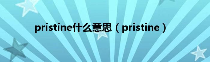 pristine什么意思（pristine）