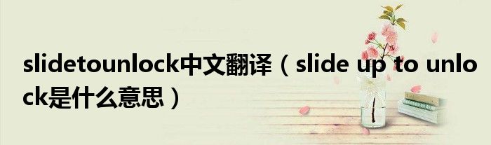 slidetounlock中文翻译（slide up to unlock是什么意思）