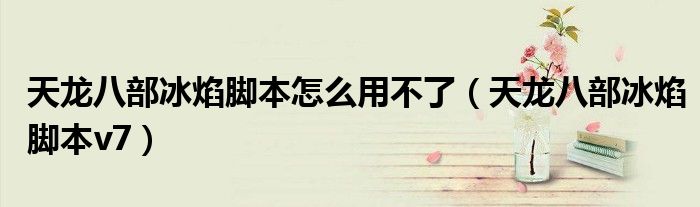 天龙八部冰焰脚本怎么用不了（天龙八部冰焰脚本v7）