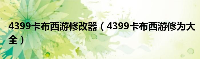 4399卡布西游修改器（4399卡布西游修为大全）