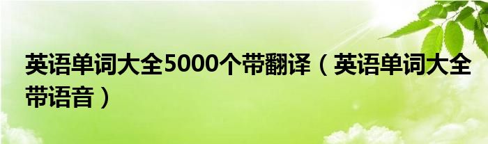 英语单词大全5000个带翻译（英语单词大全带语音）