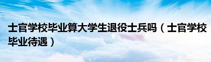 士官学校毕业算大学生退役士兵吗（士官学校毕业待遇）