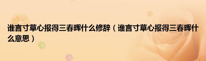 谁言寸草心报得三春晖什么修辞（谁言寸草心报得三春晖什么意思）
