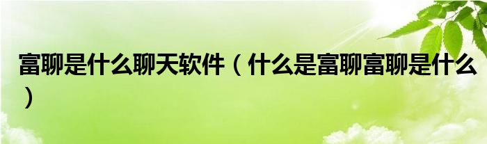 富聊是什么聊天软件（什么是富聊富聊是什么）