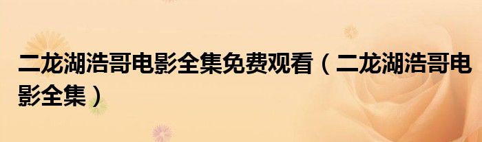 二龙湖浩哥电影全集免费观看（二龙湖浩哥电影全集）