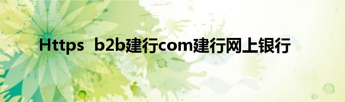 Https  b2b建行com建行网上银行