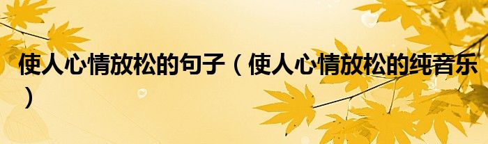 使人心情放松的句子（使人心情放松的纯音乐）