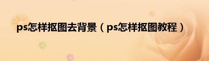 ps怎样抠图去背景（ps怎样抠图教程）