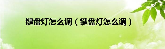 键盘灯怎么调（键盘灯怎么调）