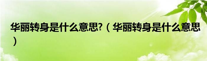 华丽转身是什么意思?（华丽转身是什么意思）