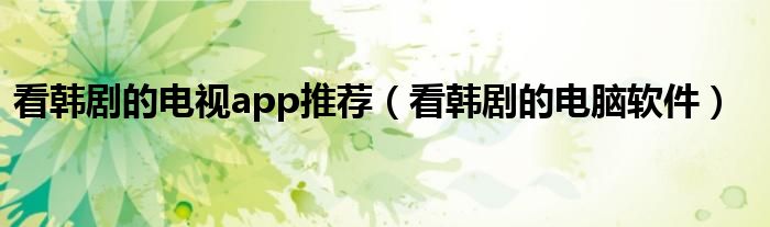 看韩剧的电视app推荐（看韩剧的电脑软件）